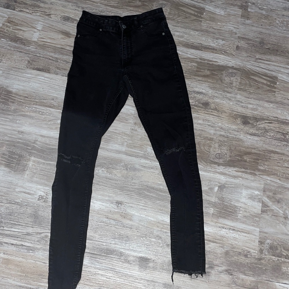 High waisted black Ripped jeans